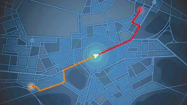 Smartphone location tracking interface on a map