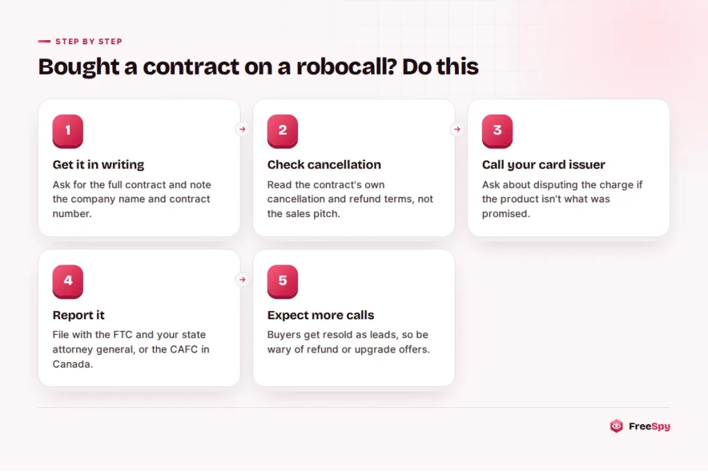 Steps to take after buying a vehicle service contract from a robocall seller