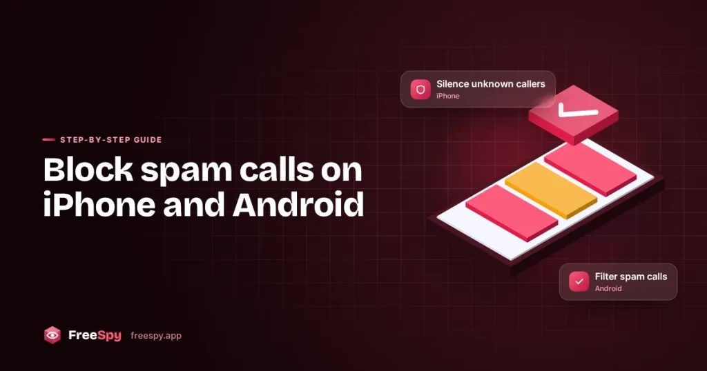 Smartphone with a blocked incoming spam call, illustrating how to block spam calls on iPhone and Android