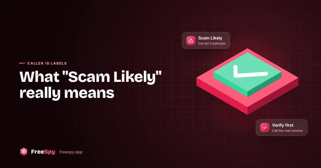 Phone screen showing an incoming call labeled Scam Likely with a shield icon