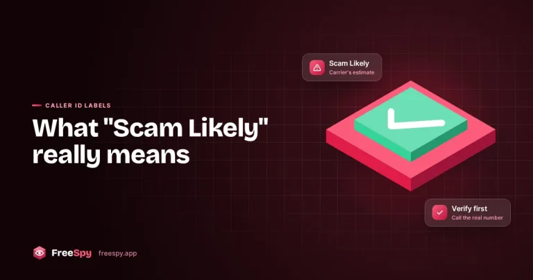 Phone screen showing an incoming call labeled Scam Likely with a shield icon